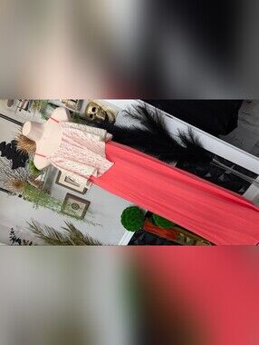 Rebellious One Coral Ivory Lace Maxi Dress MD
